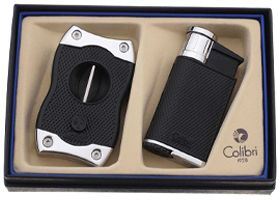 Подарочный набор зажигалка и каттер, Evo, черный-хром GS520C02