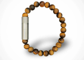 Пробойник-браслет для сигар Stainless steel 316L, Tiger Eye 8 мм.