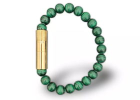 Пробойник-браслет для сигар Gold plated 18K, Malachite