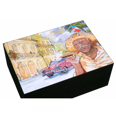 Хьюмидор Gentili Havana Street на 50 сигар, Черный лак SV50-Black-Havana-Street