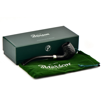 Курительная трубка Peterson Junior SandBlast - Silver Mounted Bent Billard, без фильтра