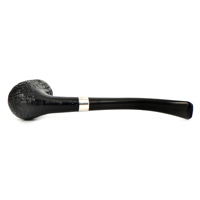 Курительная трубка Peterson Junior SandBlast - Silver Mounted Bent Billard, без фильтра
