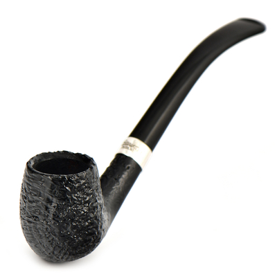 Курительная трубка Peterson Junior SandBlast - Silver Mounted Bent Billard, без фильтра