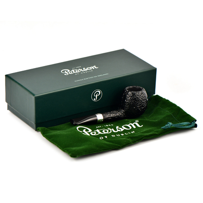 Курительная трубка Peterson Junior SandBlast - Silver Mounted Short Apple, без фильтра
