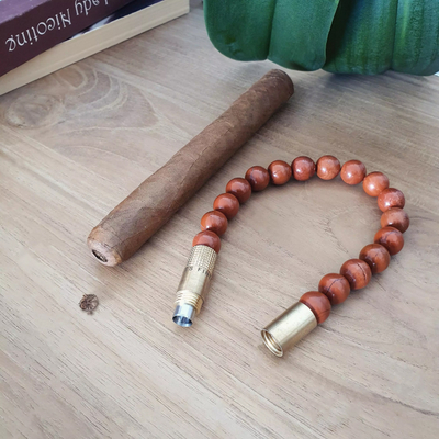 Пробойник-браслет для сигар Brass, Red Jasper