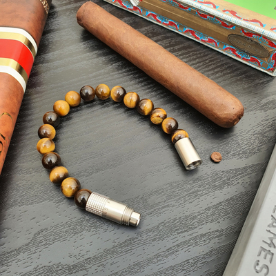 Пробойник-браслет для сигар Stainless steel 316L, Tiger Eye 10 мм.