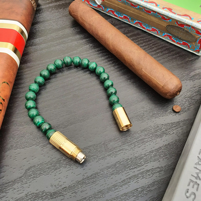 Пробойник-браслет для сигар Gold plated 18K, Malachite