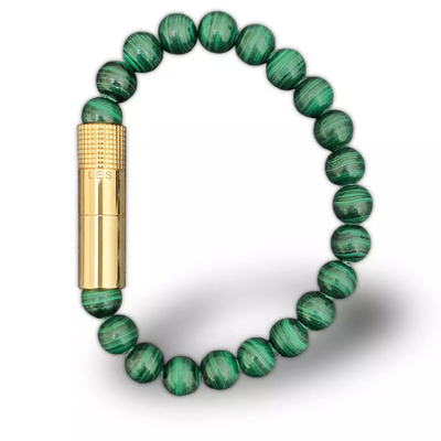 Пробойник-браслет для сигар Gold plated 18K, Malachite