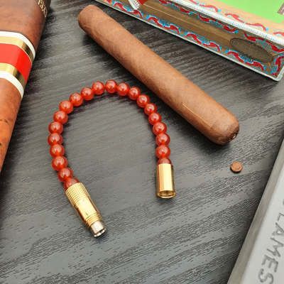 Пробойник-браслет для сигар Gold plated 18K, Carnelian