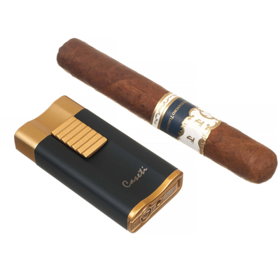 Зажигалка Caseti сигарная, турбо, черно-золотистая CA558-5