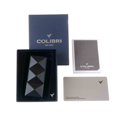 Зажигалка сигарная Colibri Quasar, двойное турбопламя, Черный лак LI750T1