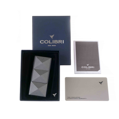 Зажигалка сигарная Colibri Quasar, двойное турбопламя, Оружейная сталь LI750T3