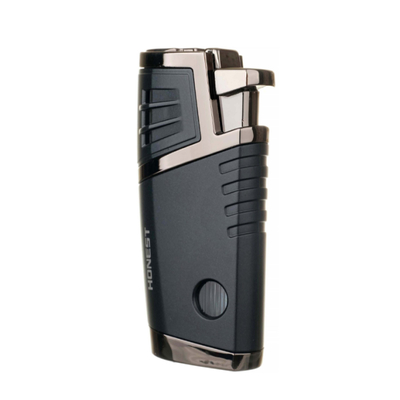 Зажигалка сигарная Honest, двойное пламя, с пробойником, чёрная 754-Black